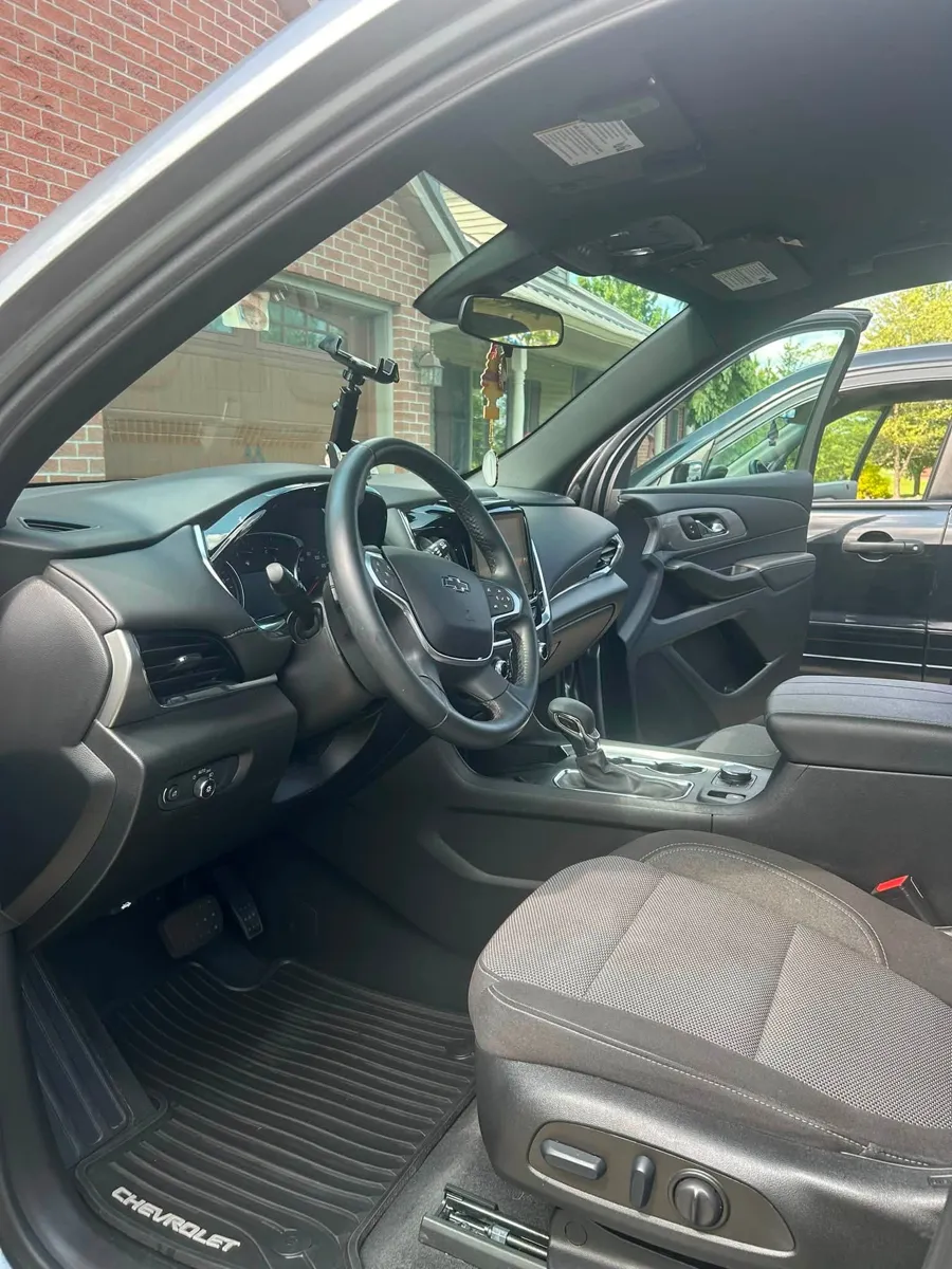 Gray cloth front seats after an interior detail
